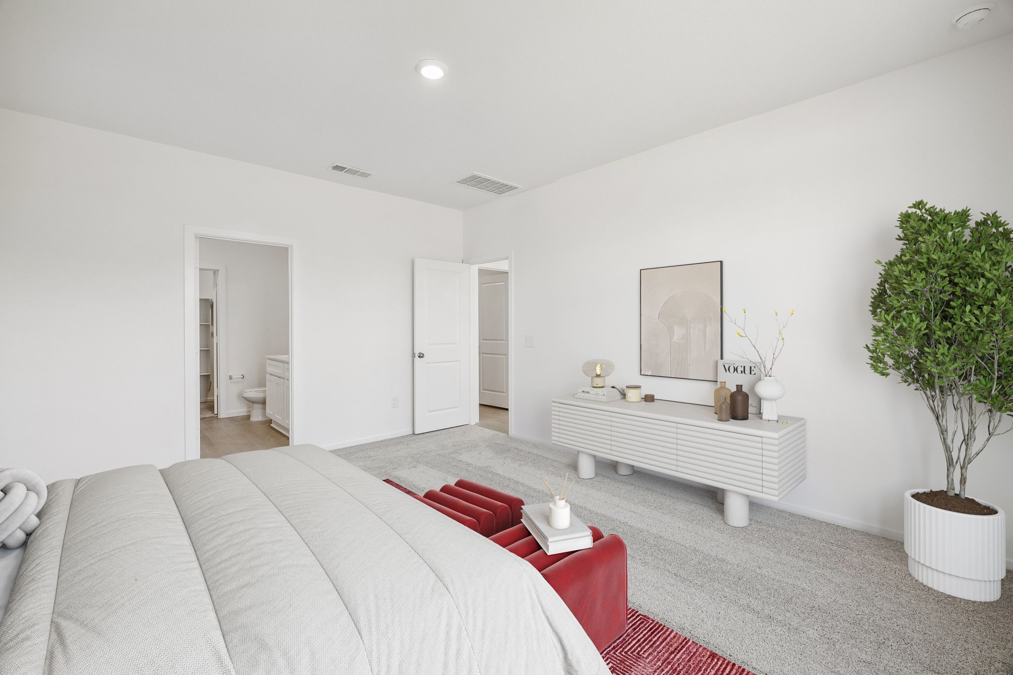 15015 Rustic Moon Road Conroe, TX 77302 - Photo 32 of 34 a bedroom with a bed and a potted plant