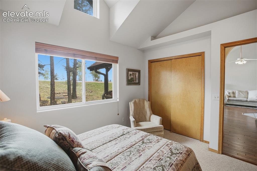 877 North Mountain Estates Road Florissant, CO 80816 - Photo 14 of 23 a bedroom with a bed and a window