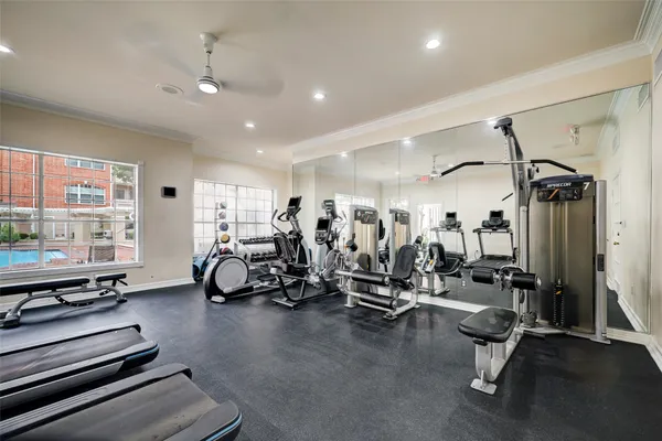 a view of a room with gym equipment
