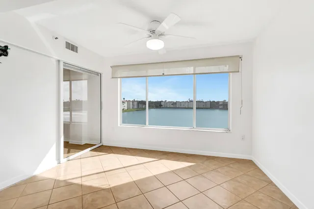 a view of a lake from a yard