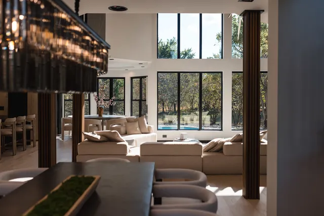 a view of a black gate