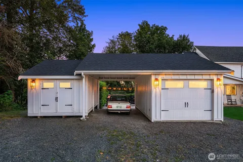 a view of backyard with green space