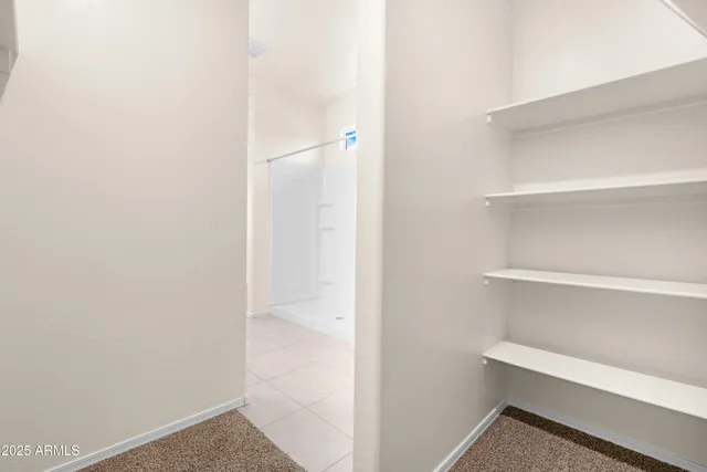 a view of an empty walk in closet