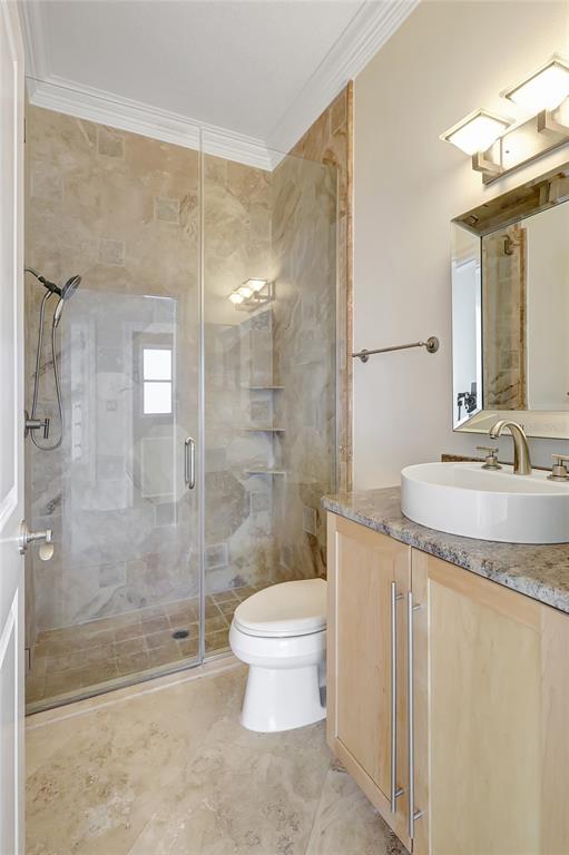 2863 Duncan Tree Circle Valrico, FL 33594 - Photo 33 of 53 a bathroom with a granite countertop sink a toilet and shower