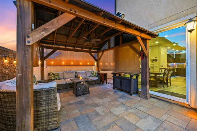 a outdoor space with patio furniture