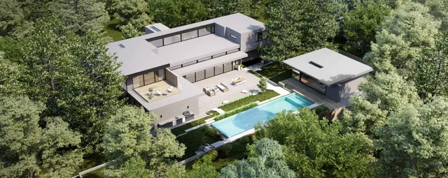 a view of a trees in a field