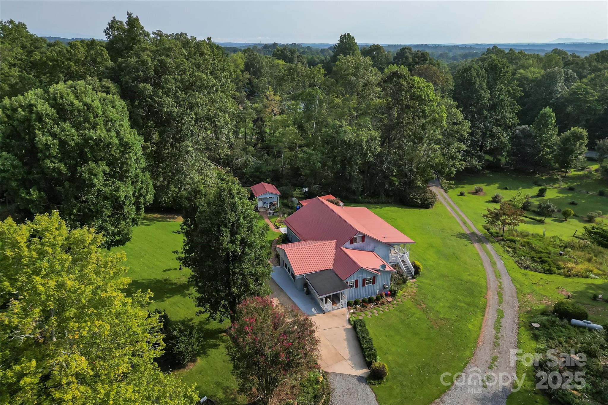 an aerial view of a house