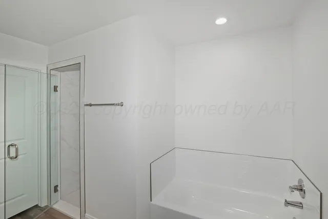 a bathroom with a bathtub