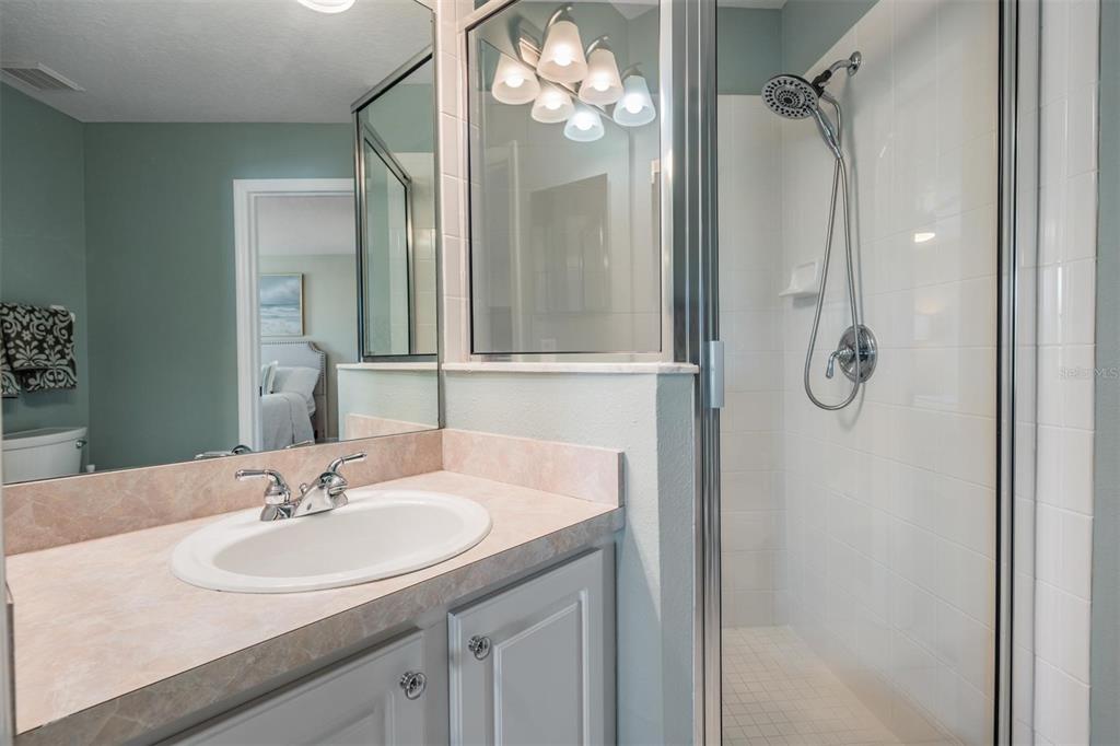 2730 Manning Drive Trinity, FL 34655 - Photo 29 of 43 a bathroom with a granite countertop shower sink and mirror