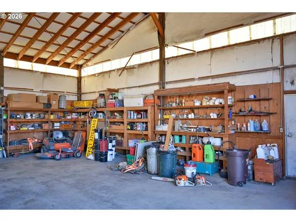 a garage filled with lots of fruit and vegetables