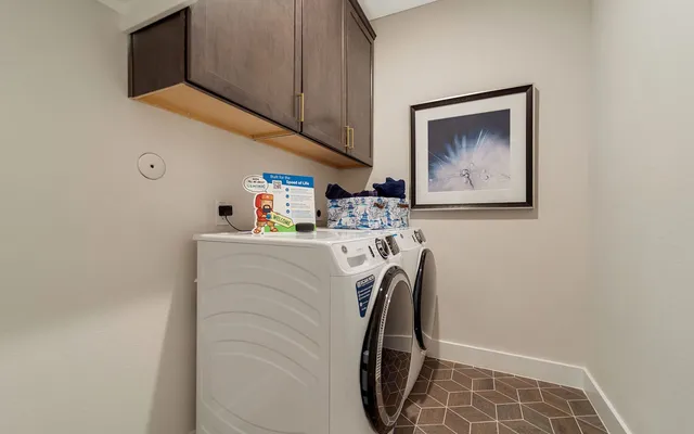 a view of a kitchen with washing machine