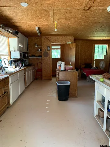 a kitchen with lots of counter top space