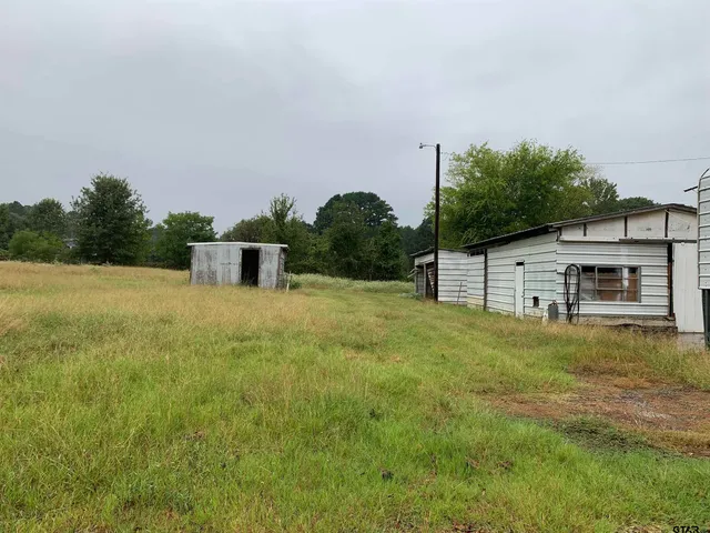 a backyard of a house with lots of green space and plants