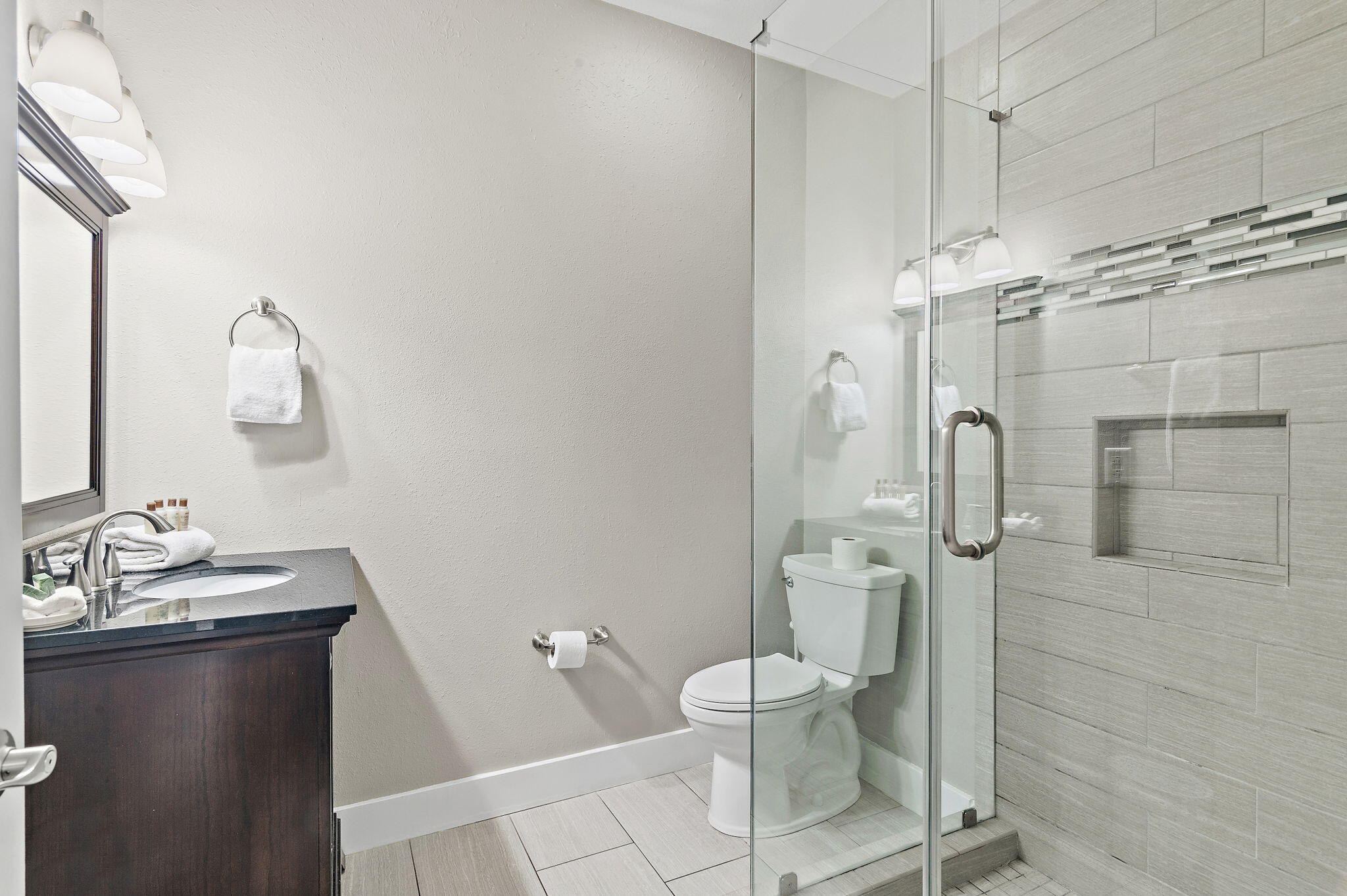 78 Pelican Glide Lane Inlet Beach, FL 32461 - Photo 32 of 53 a bathroom with a granite countertop shower sink and toilet