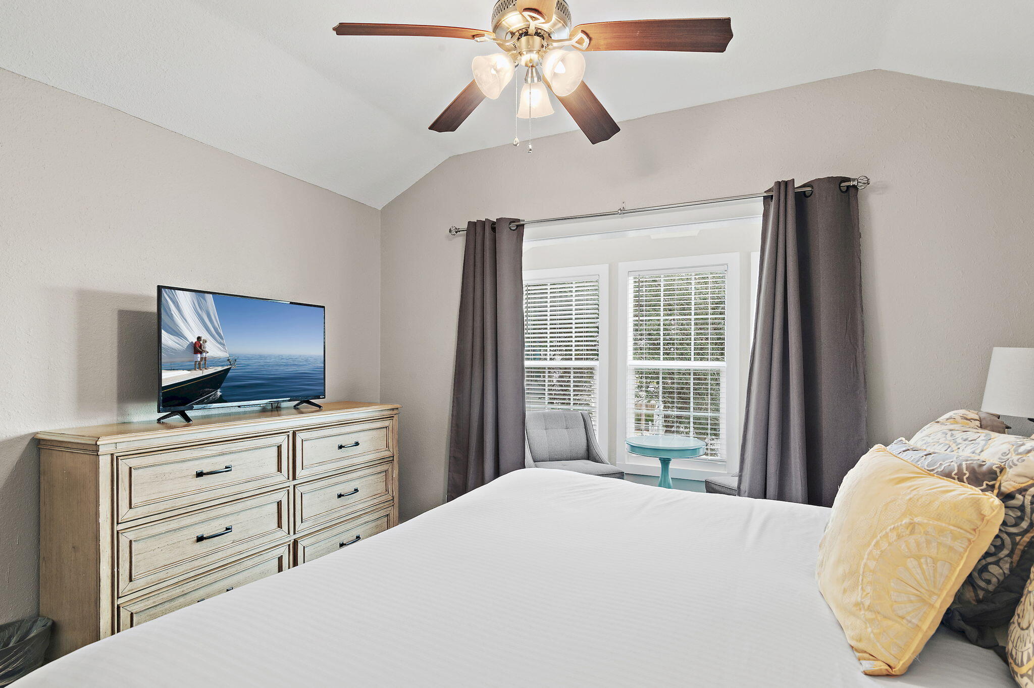 78 Pelican Glide Lane Inlet Beach, FL 32461 - Photo 35 of 61 a bedroom with a bed and a flat screen tv