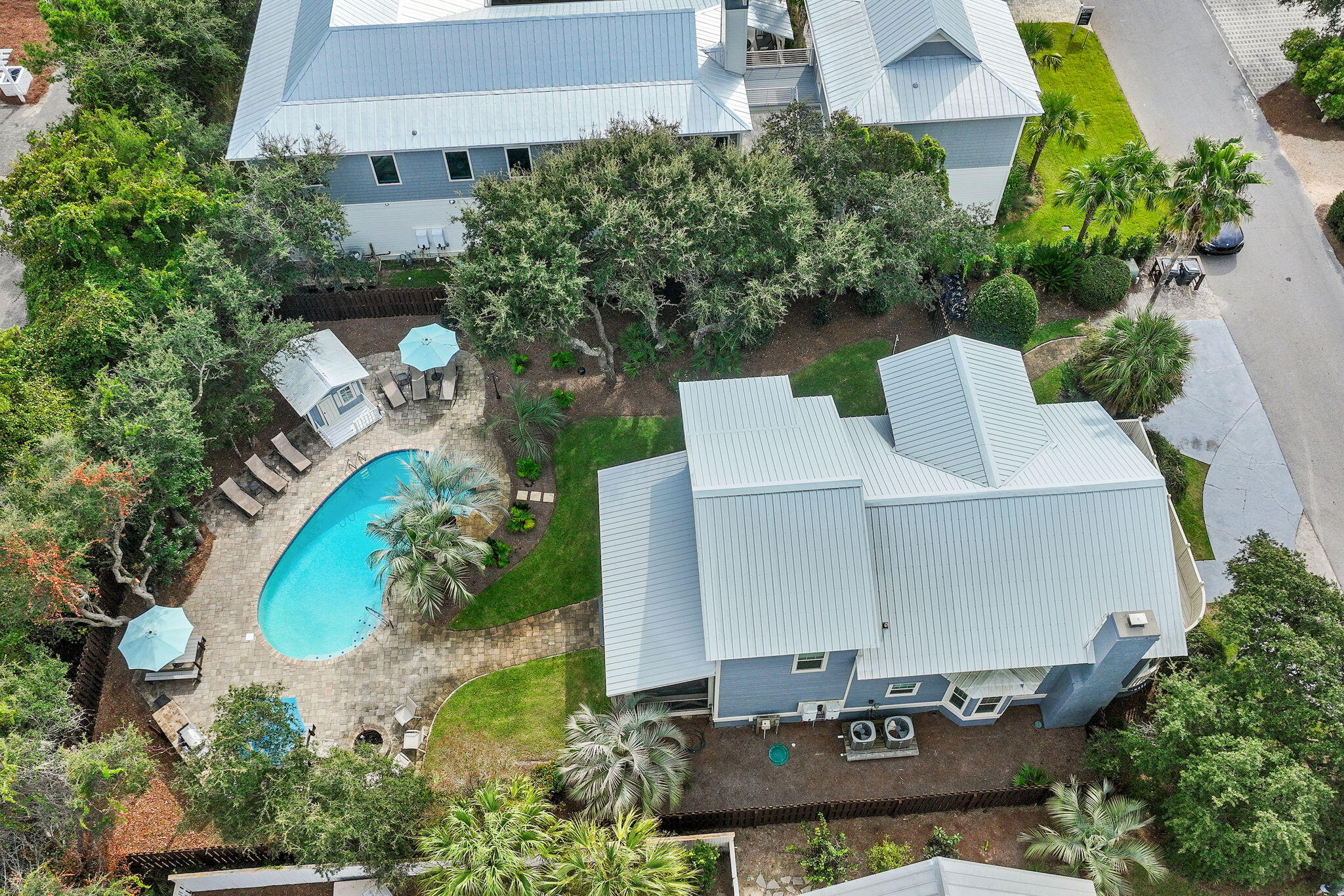 78 Pelican Glide Lane Inlet Beach, FL 32461 - Photo 8 of 53 an aerial view of a house with a swimming pool yard and outdoor seating