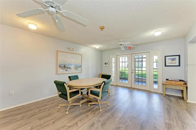 a workspace with wooden floor