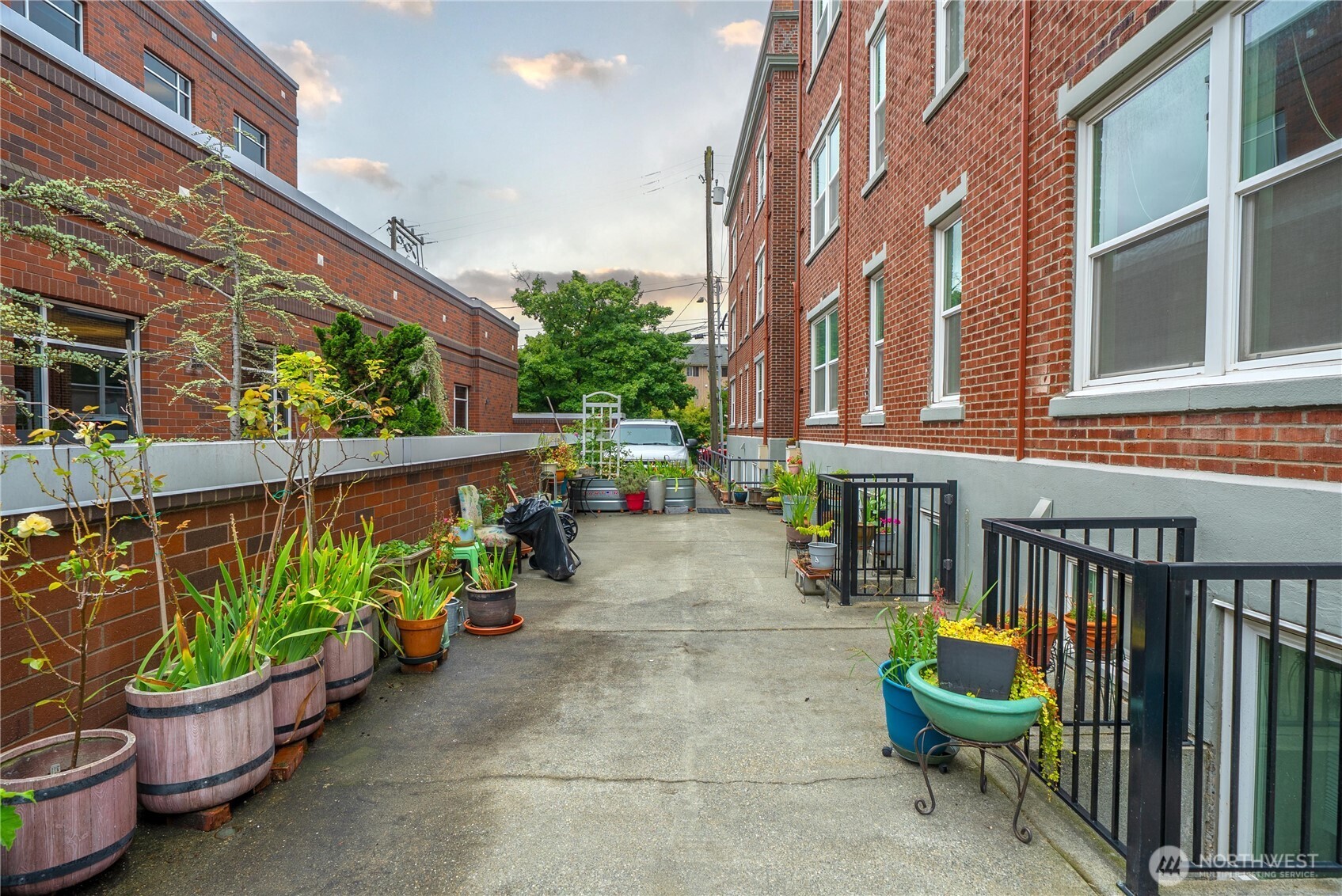 905 Northeast 43rd Street, Unit 107 Seattle, WA 98105 - Photo 26 of 30 a view of a patio with couches and table and chairs and potted plants