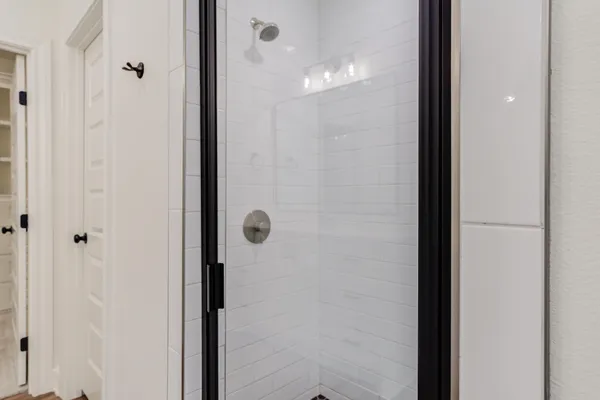 a bathroom with a shower