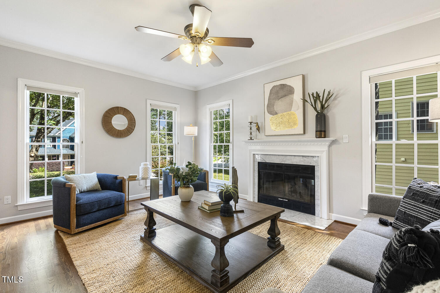 110 Felspar Way Cary, NC 27518 - Photo 7 of 71 a living room with furniture and a fireplace