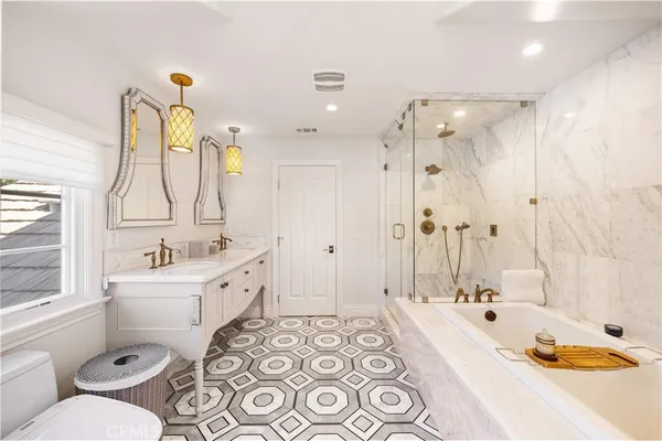 a porch with seating space