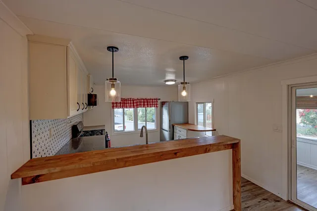 a view of a kitchen counter top space