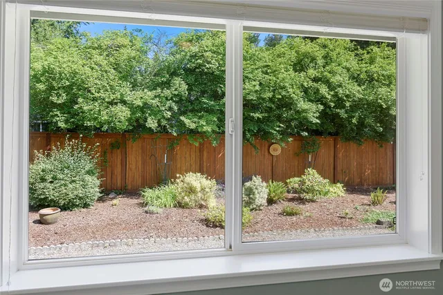 a view of a garden from a window