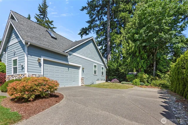a view of a garden with a tree