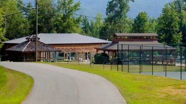 a view of house with a garden and swimming pool