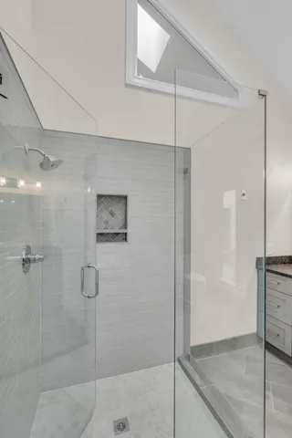 a bathroom with a shower