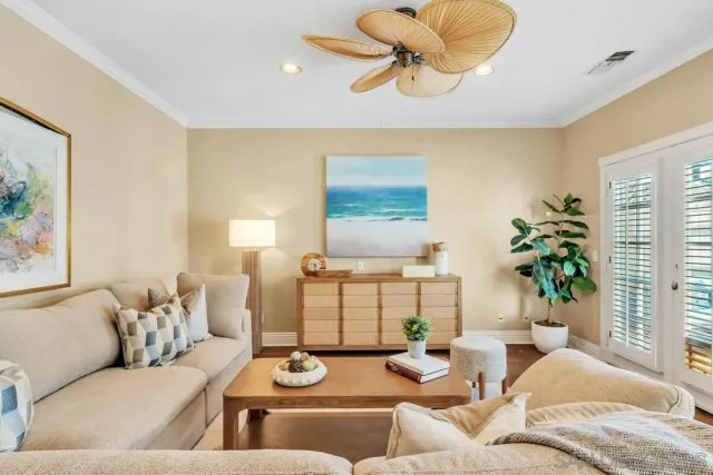 a view of a dining room with furniture and window