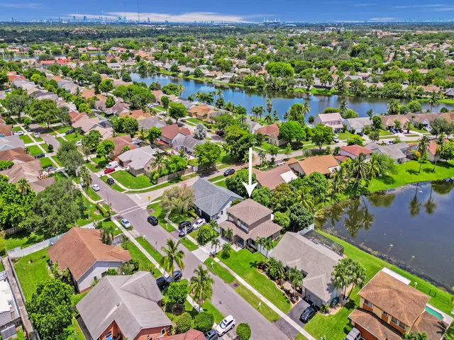 an aerial view of a house
