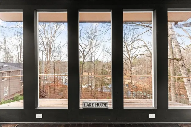a backyard of a house with lots of green space