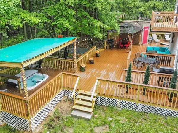 a view of a house with a deck