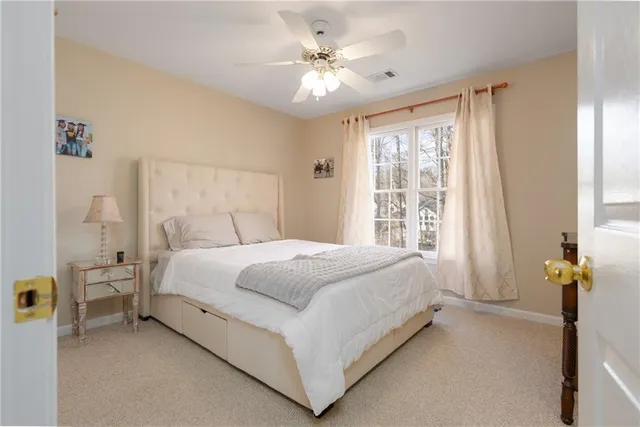 a view of a room with a chandelier