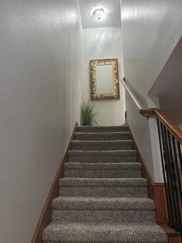 a living room with furniture and a rug