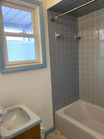 a bathroom with a bathtub