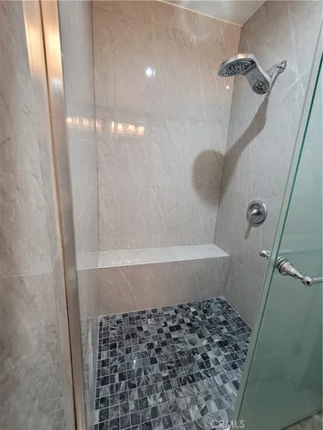 a bathroom with a bathtub