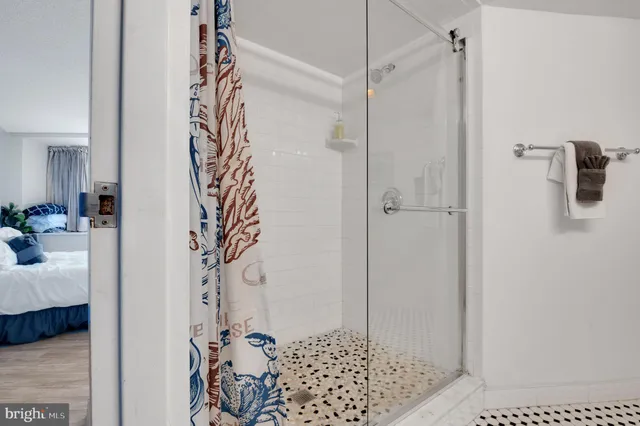 a bathroom with a shower