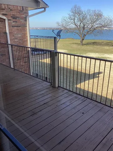 a view of wooden balcony