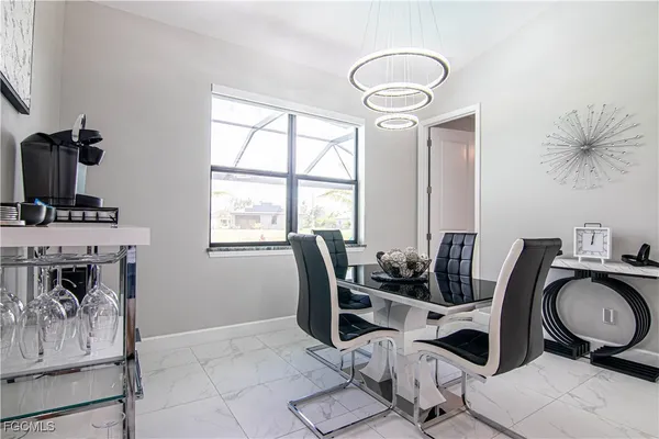 a table and chairs in a room