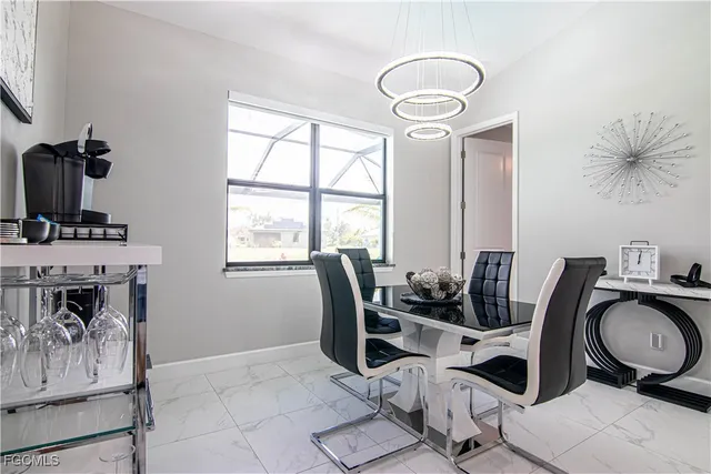 a table and chairs in a room