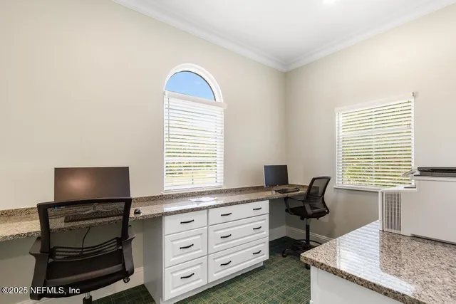 a view of lake with green space