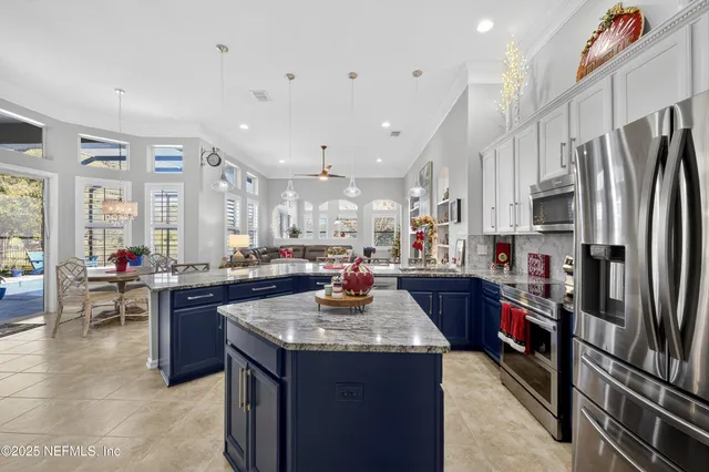 a kitchen with lots of counter top space