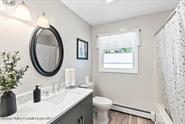 a bathroom with a sink a mirror and a toilet