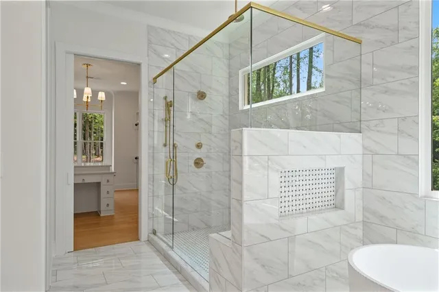 a bathroom with a shower