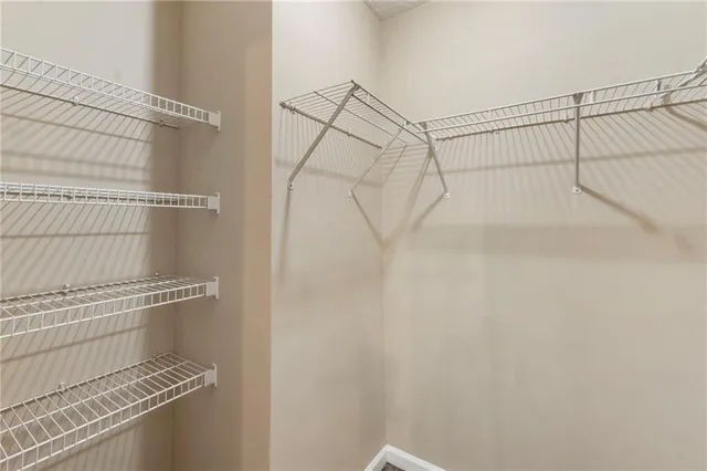 a view of a room with racks on the wall