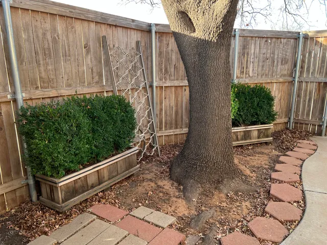 a view of a wooden fence