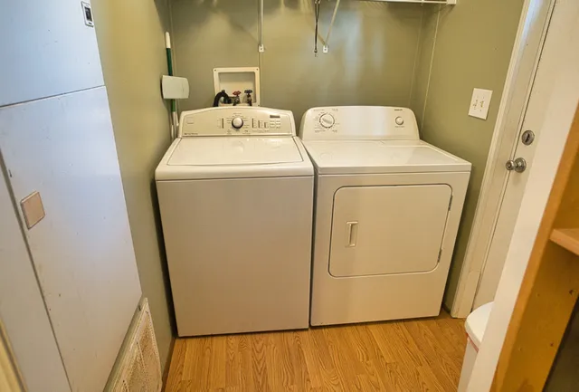 a utility room with dryer and washer