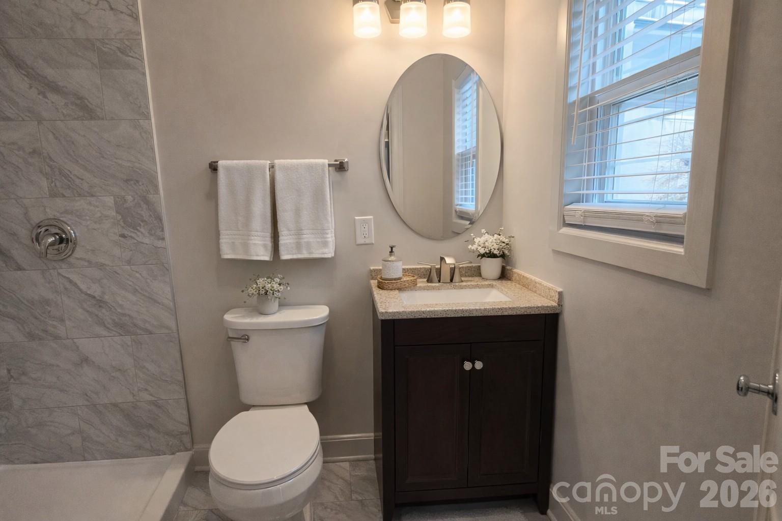 126 Sunset Drive Chester, SC 29706 - Photo 21 of 31 a bathroom with a toilet a sink a mirror and a window